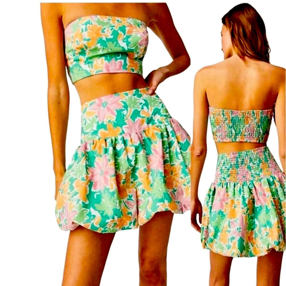 NWT Free People Lula 2 PC Bubble Skirt Set SZ: XL